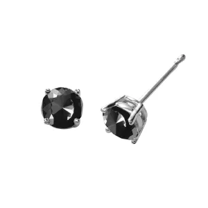 0.50 Carat Round Cut Prong Setting Black Diamond Stud Earrings