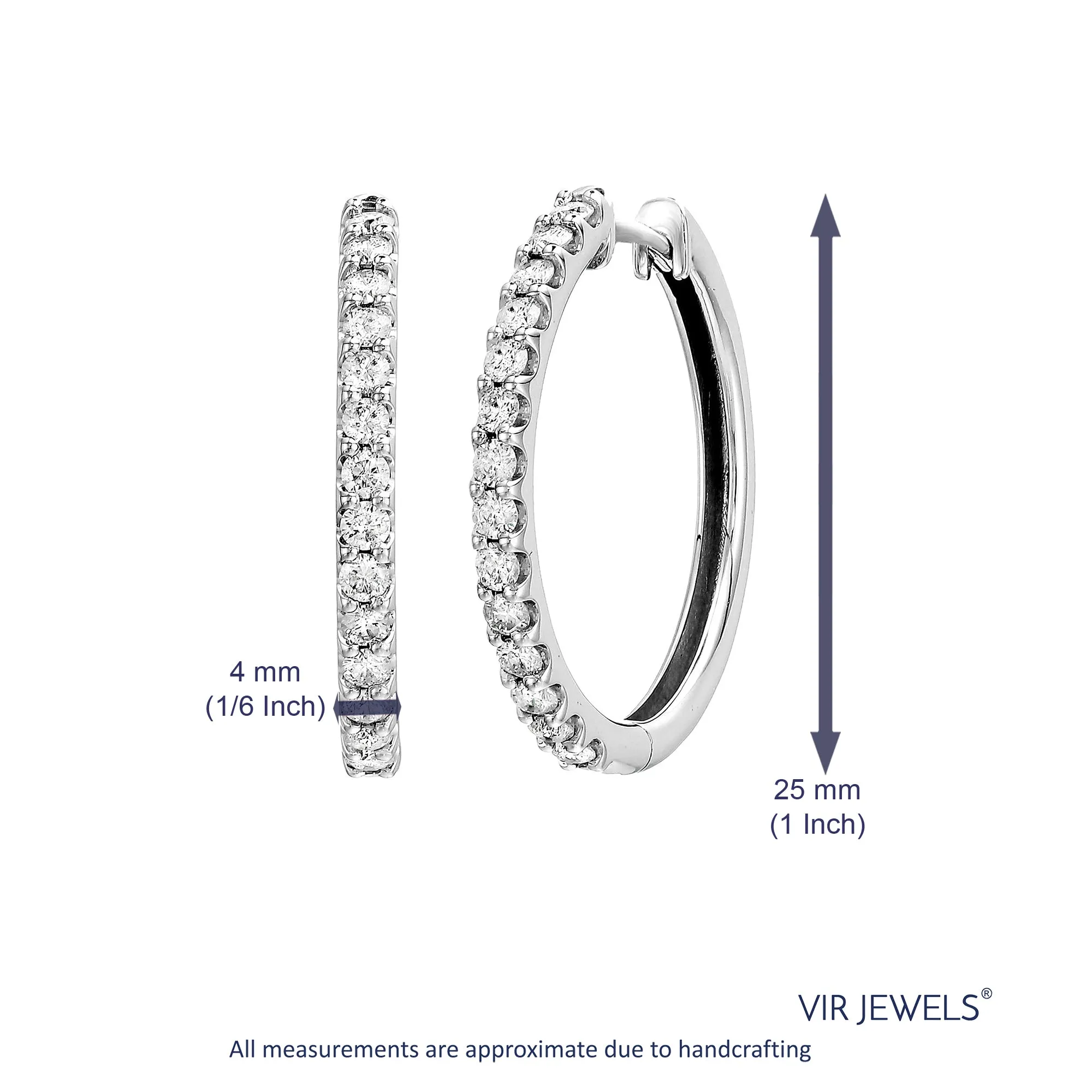 1 cttw Lab Grown Diamond Hoop Earrings in 10K Gold