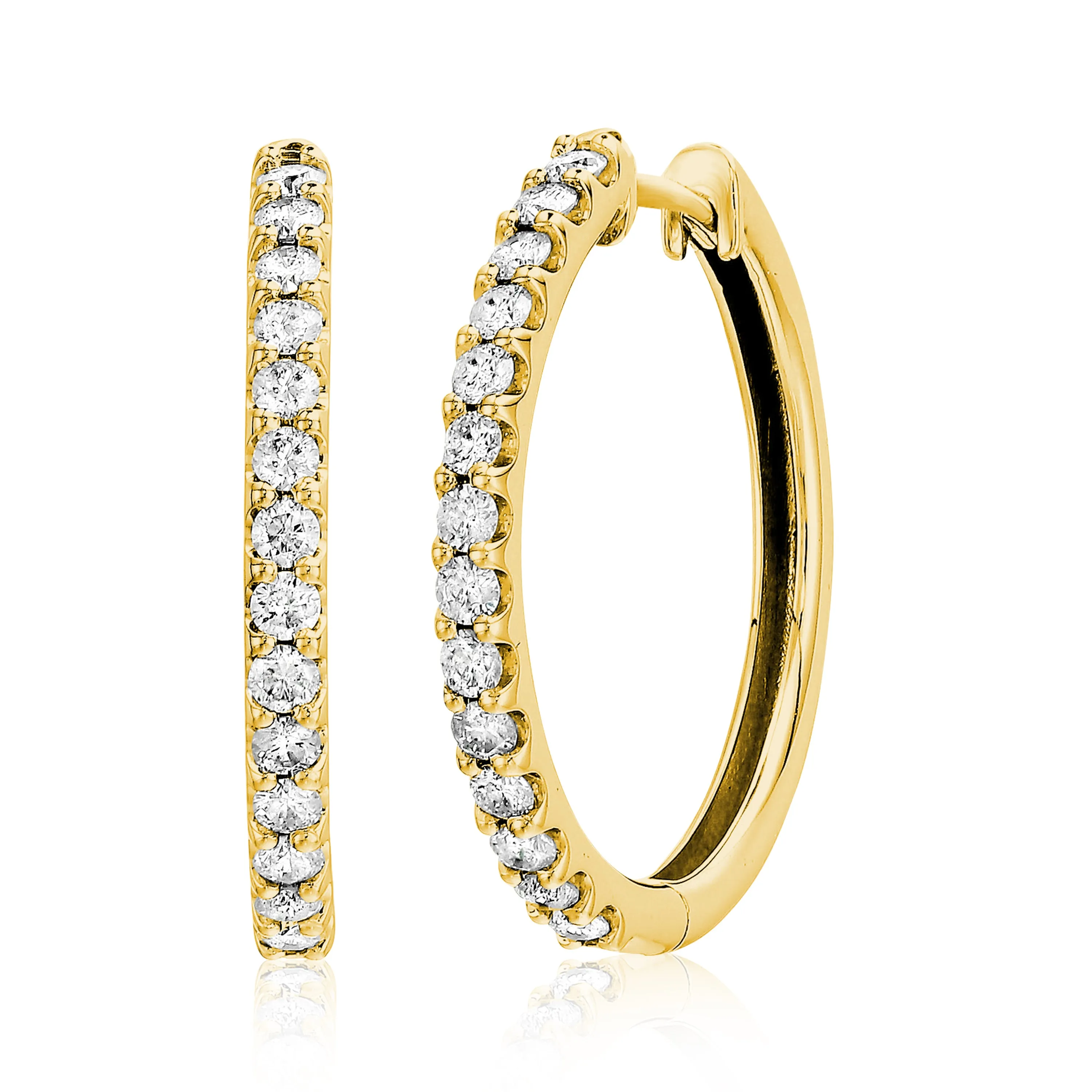 1 cttw Lab Grown Diamond Hoop Earrings in 10K Gold