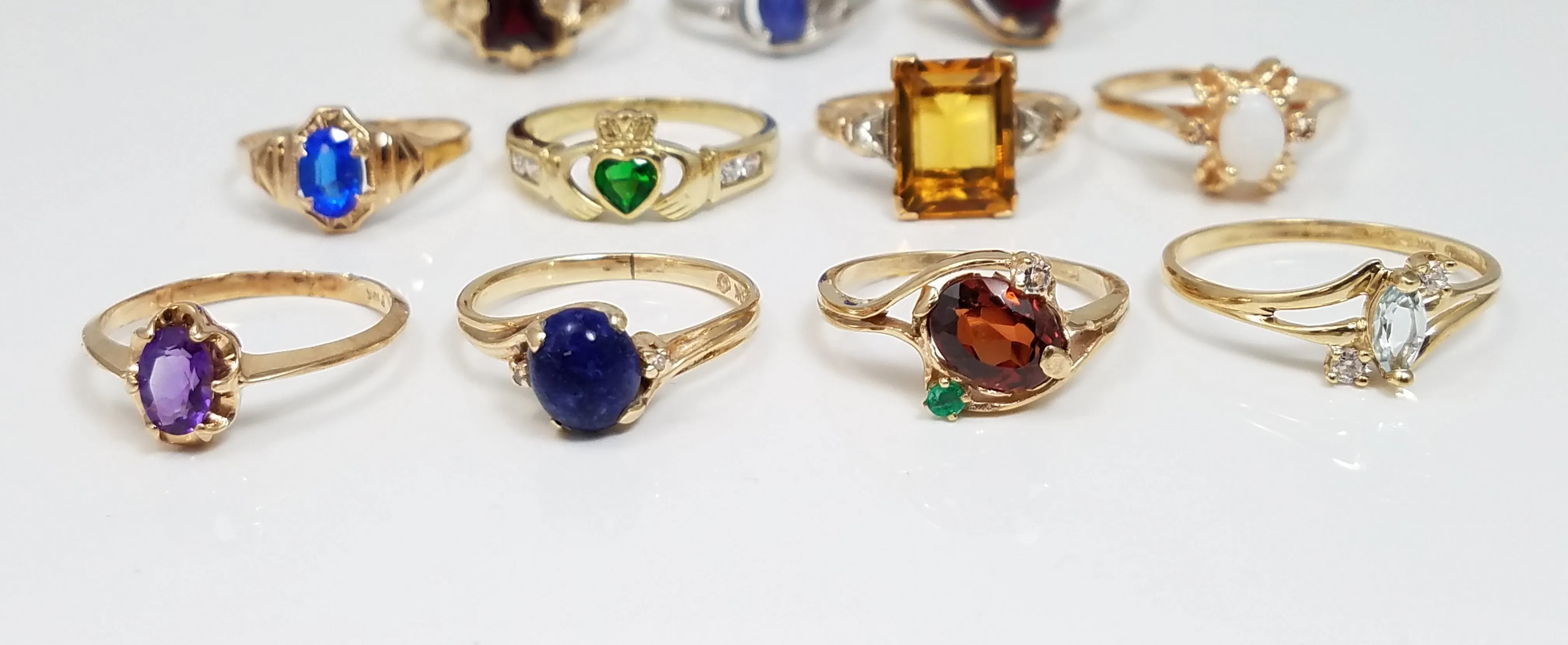 10k Gold Synthetic Gemstone Ring Lot