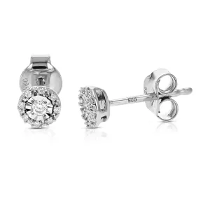 1/10 cttw Lab Grown Diamond Stud Earrings .925 Sterling Silver Prong Set