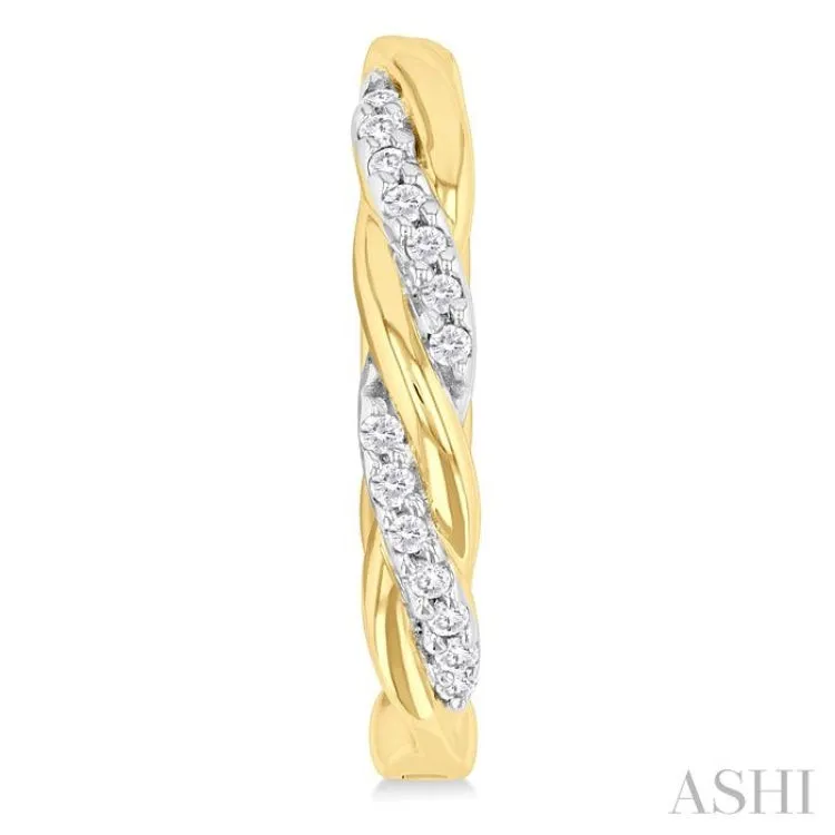 1/10 ctw Entwined Front Round Cut Diamond Fashion Hoop Earring in 10K Yellow Gold