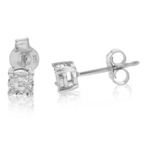 1/12 cttw Round Lab Grown Diamond Stud Earrings .925 Sterling Silver Studs Prong Set Beautiful