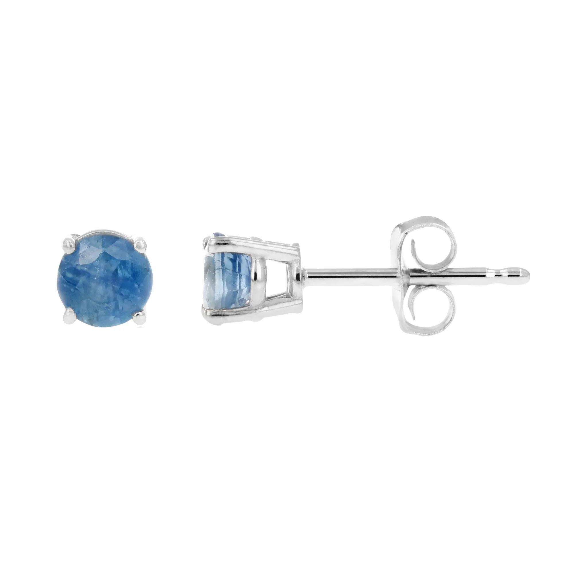 1/2 cttw Blue Sapphire Stud Earrings 14K White Gold Round with Push Backs September Birthstone