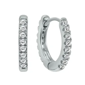 1/4 Carat Tw Double Sided Small Diamond Hoop Huggie Earrings In 10K