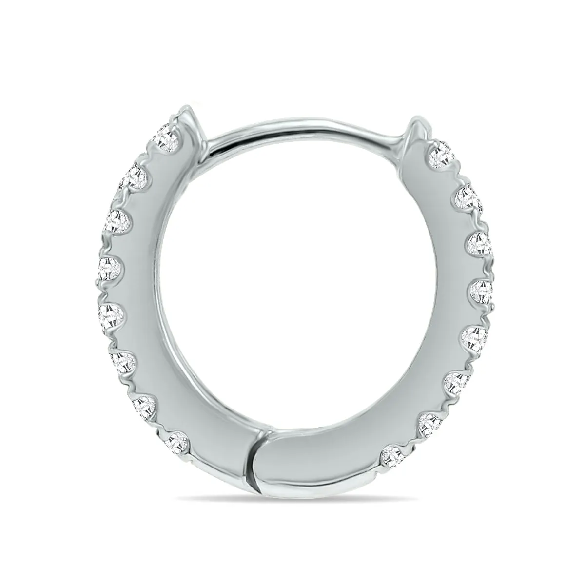 1/4 Carat Tw Double Sided Small Diamond Hoop Huggie Earrings In 10K