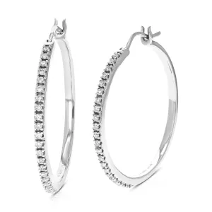 1/4 cttw Lab Grown Diamond Sleek Hoop Earrings in Sterling Silver