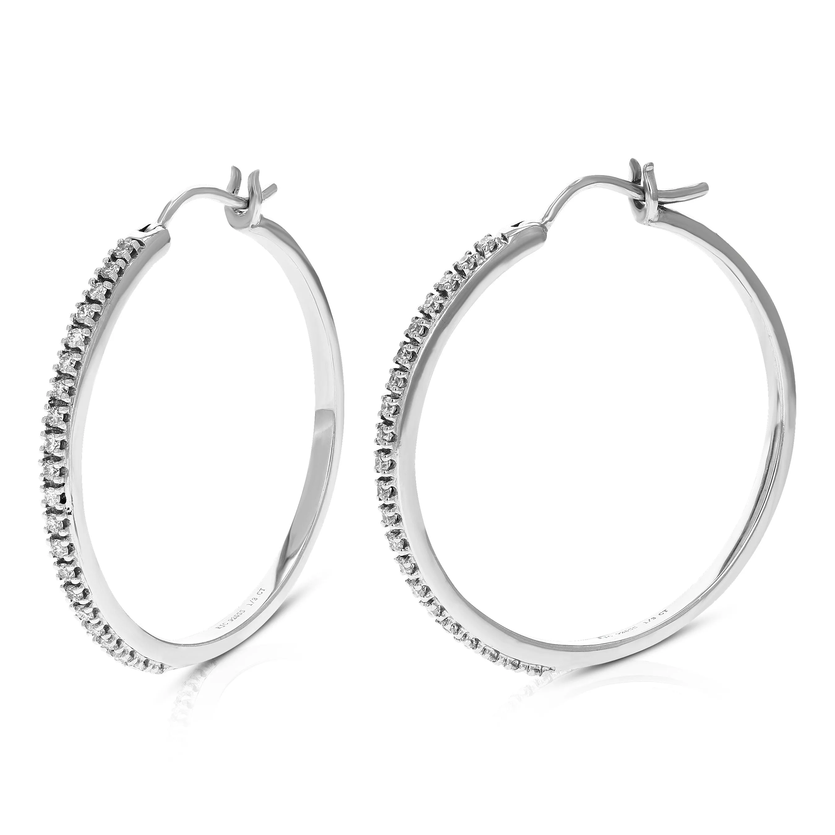 1/4 cttw Lab Grown Diamond Sleek Hoop Earrings in Sterling Silver