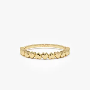 14k Dainty Heart Stacking Gold Ring