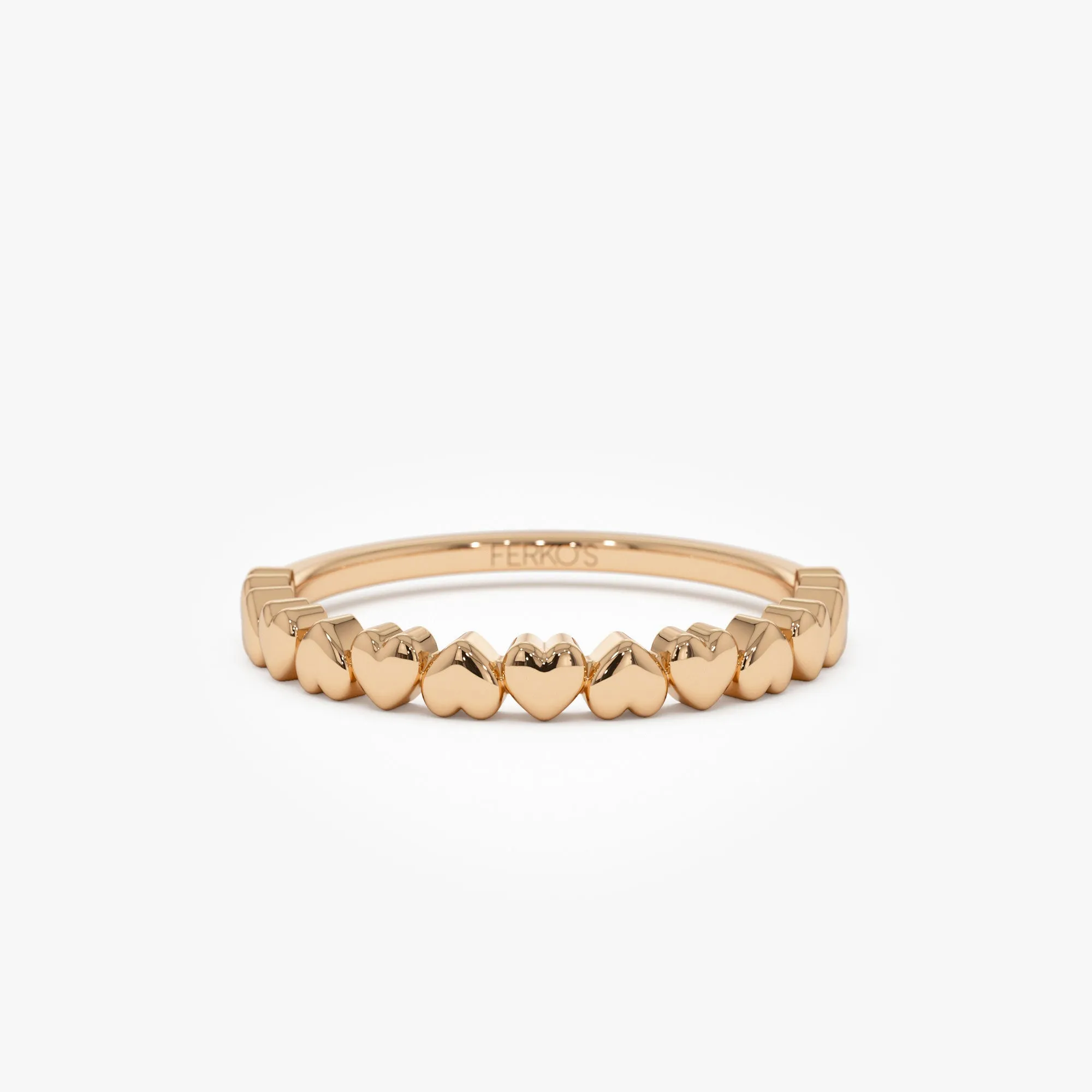 14k Dainty Heart Stacking Gold Ring