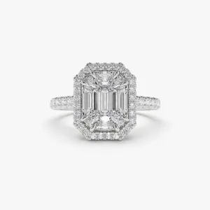 14k Emerald Cut Illusion Halo Setting Engagement Ring