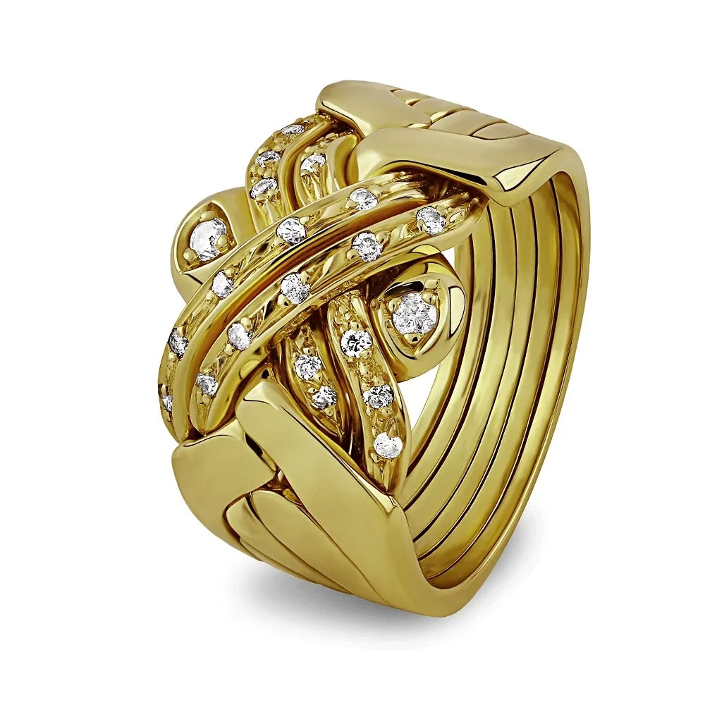 14K Gold 6 Band Diamond Puzzle Ring 6BSENA