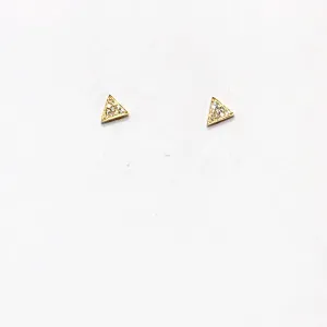 14K Gold Diamond Triangle Earrings