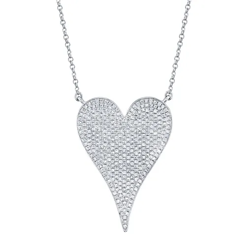 14K Rose Gold Pave Heart Necklace (Jumbo)