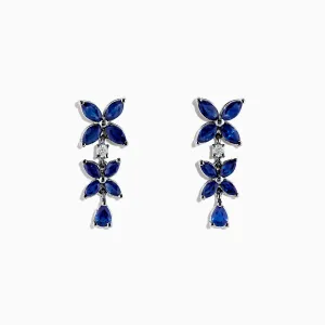 14K White Gold Blue Sapphire and Diamond Earrings, 2.72 TCW