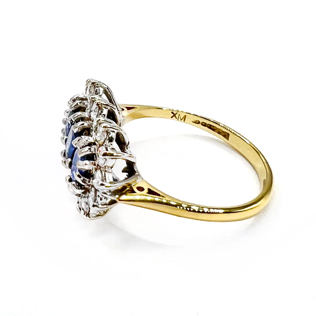 1.50ct Sapphire and Diamond Three Stone Ring | Pre-Loved | 18K Yellow Gold