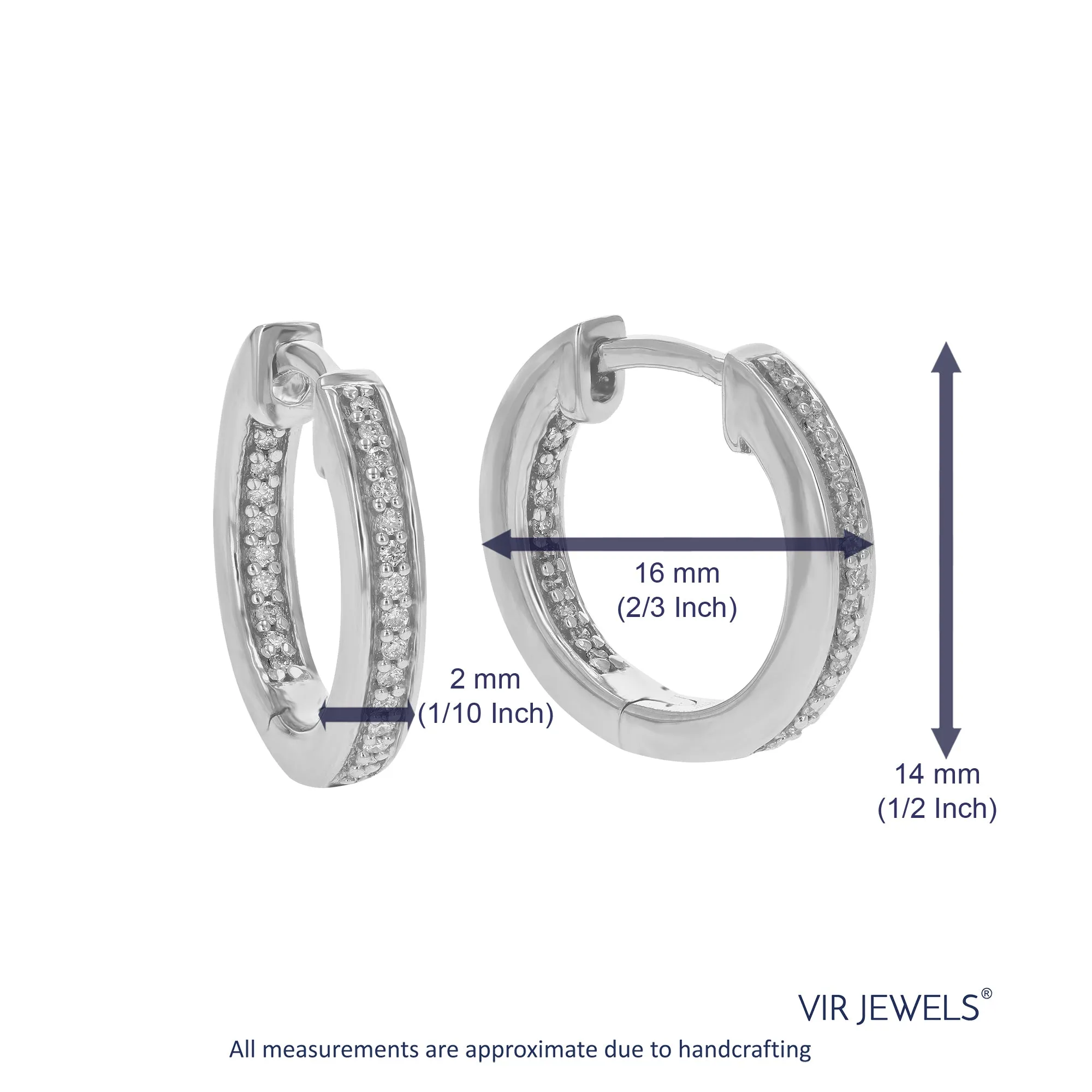 1/6 cttw Hoop Earrings Round Lab Grown Diamond in .925 Sterling Silver Prong Set