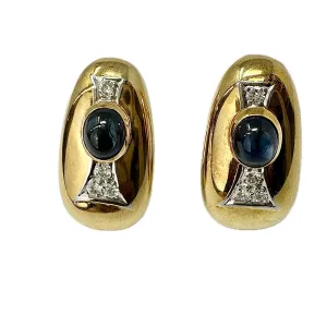 18K Gold Earrings with Diamond and Sapphire