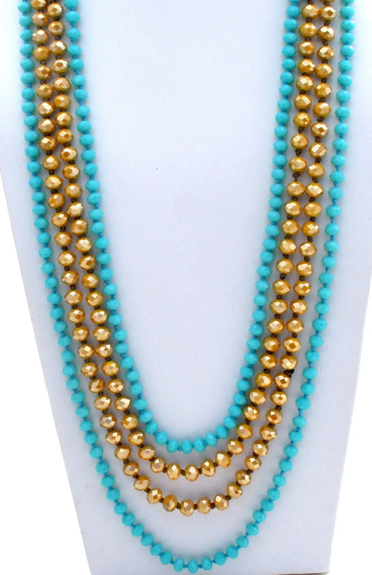 2 Blue & Gold Crystal Bead Necklaces