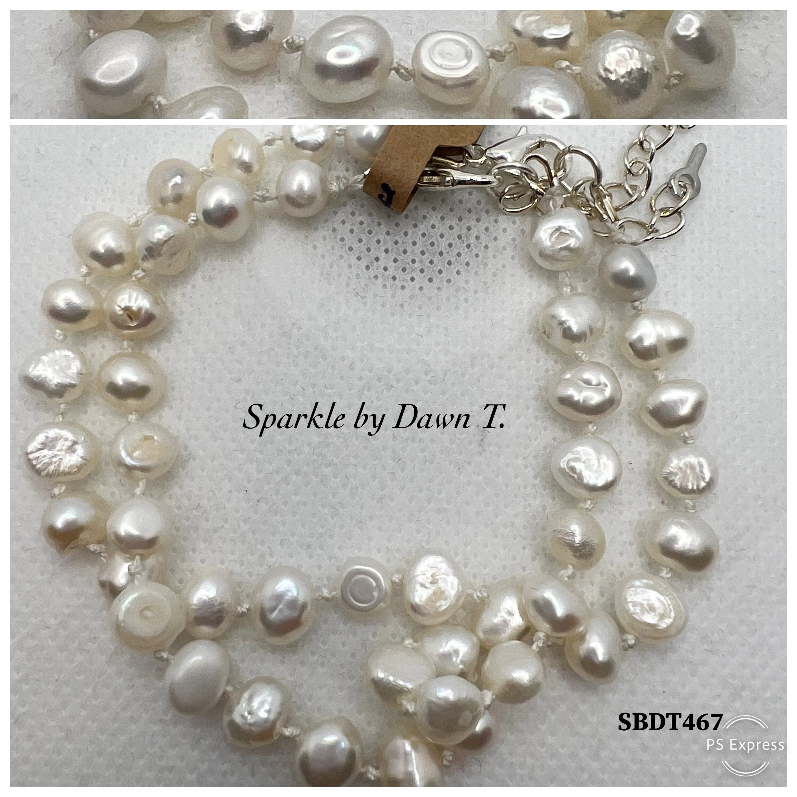 2-piece White knotted cultured pearl bracelets