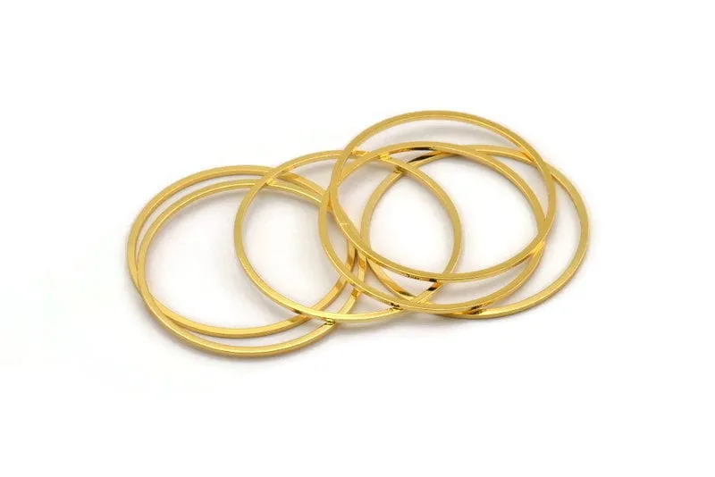 37.5mm Circle Connectors - 4 Gold Plated Brass Circle Connectors (37.5x1.4x1mm) A6094 H0348