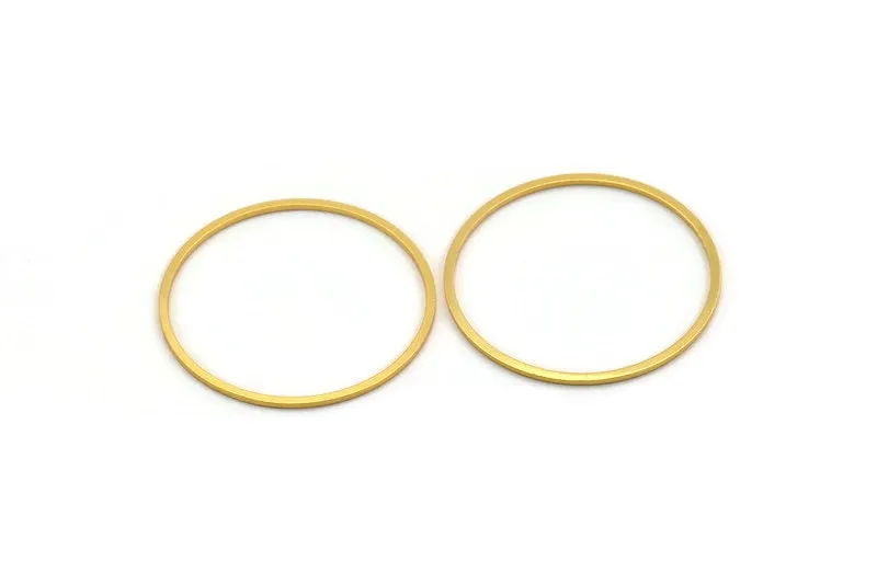 37.5mm Circle Connectors - 4 Gold Plated Brass Circle Connectors (37.5x1.4x1mm) A6094 H0348