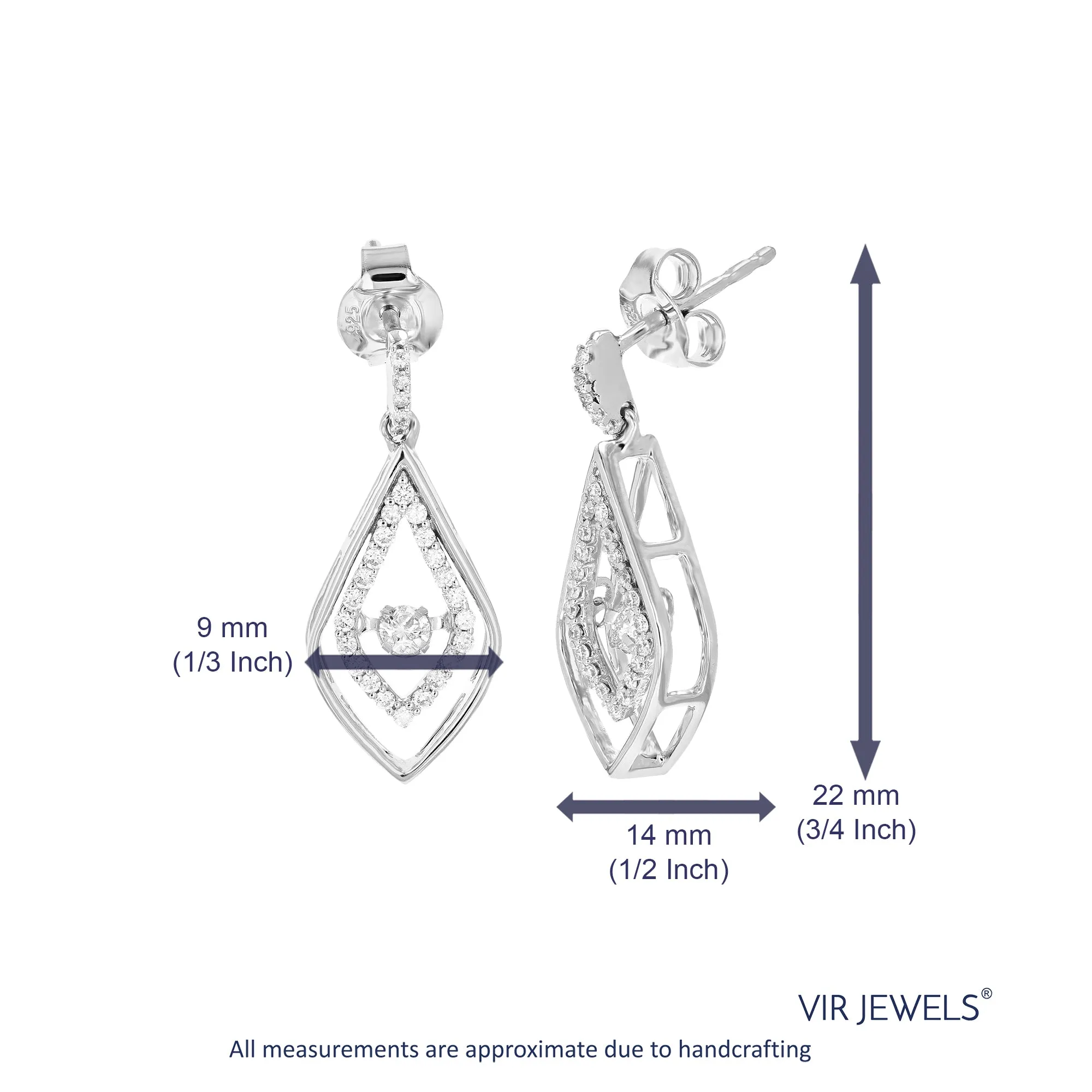 3/8 cttw Lab Grown Diamond Leaf Dangle Earring in Sterling Silver