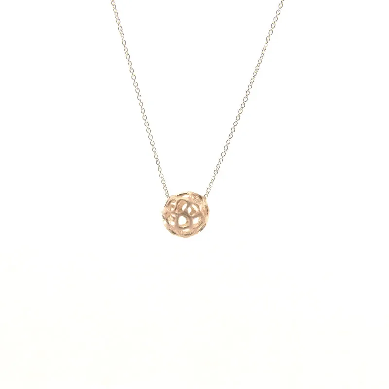 3D Cutout Ball Rose Gold Sterling Sliver Short Necklace