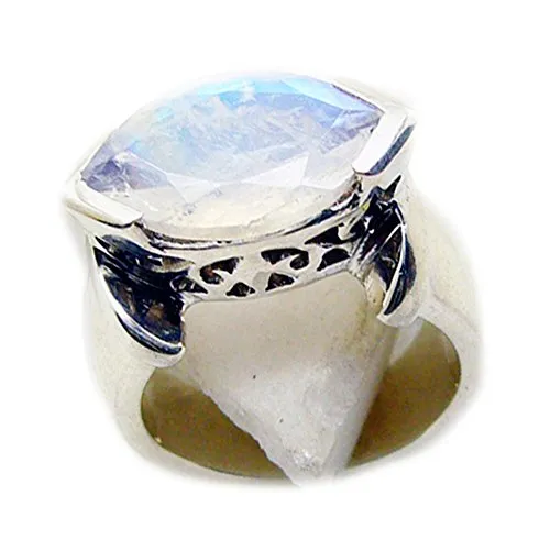 55Carat Natural Rainbow Moonstone Ring for Men 925 Silver Birthstone Handmade US 4,5,6,7,8,9,10,11,12