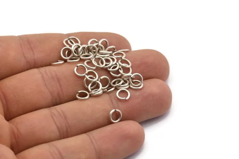 6mm Jump Ring, 100 Antique Silver Plated Brass Jump Ring Connectors Findings (6x1mm) A0357 H0458