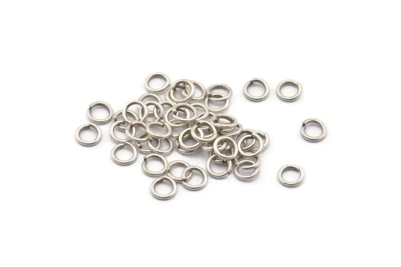 6mm Jump Ring, 100 Antique Silver Plated Brass Jump Ring Connectors Findings (6x1mm) A0357 H0458