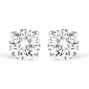 .925 Sterling Silver 1/3 Cttw Round Brilliant-Cut Diamond Classic 4-Prong Stud Earrings