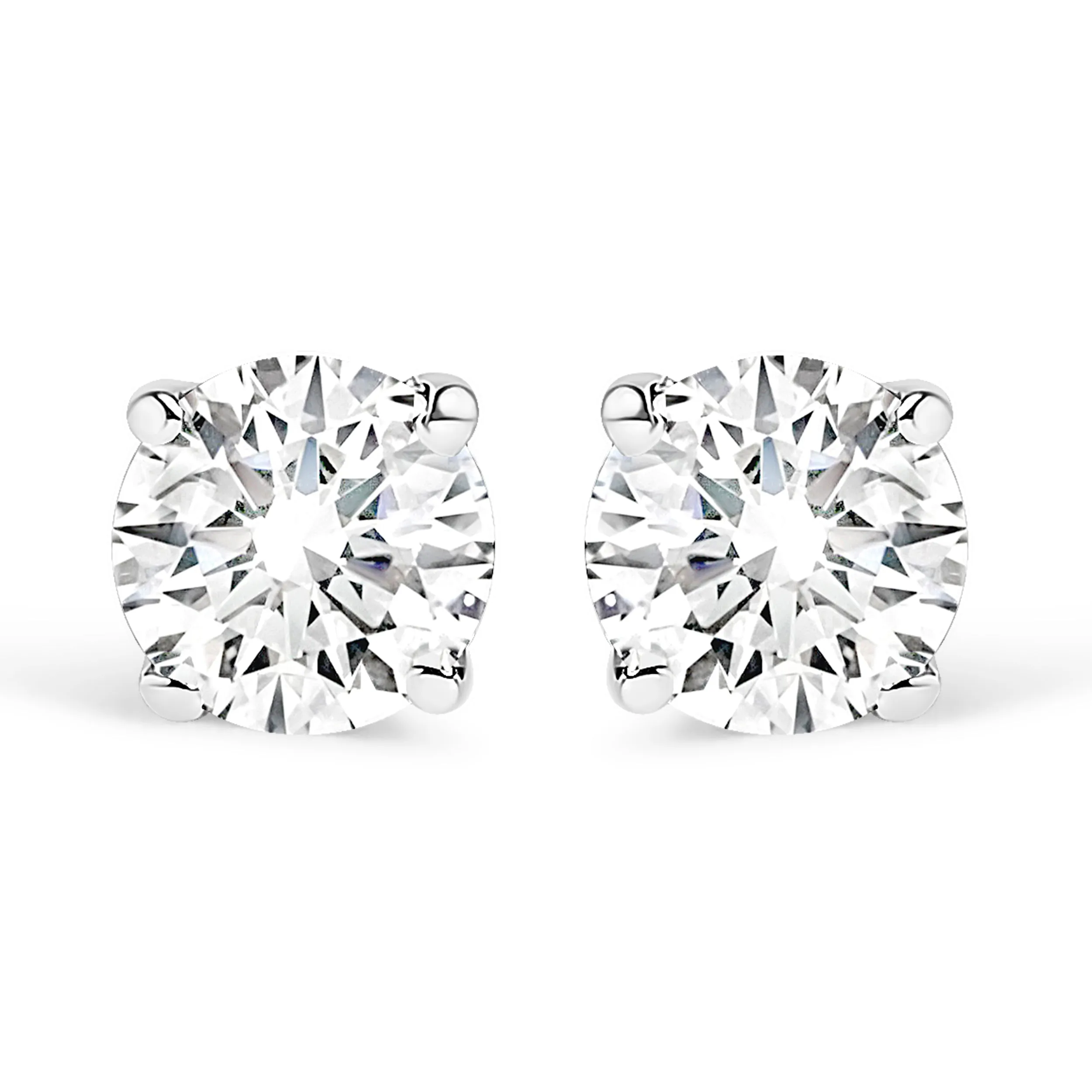 .925 Sterling Silver 1/3 Cttw Round Brilliant-Cut Diamond Classic 4-Prong Stud Earrings