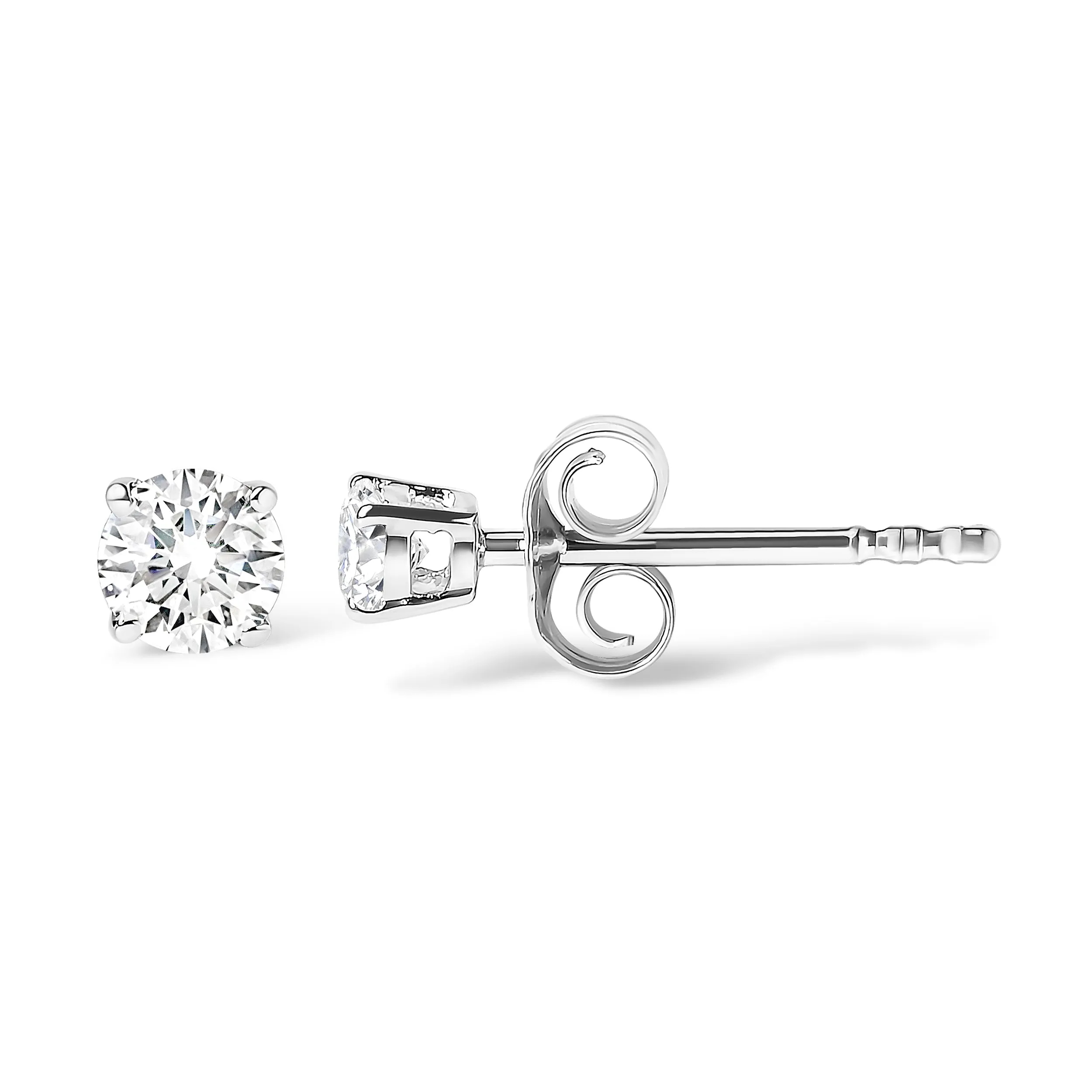 .925 Sterling Silver 1/3 Cttw Round Brilliant-Cut Diamond Classic 4-Prong Stud Earrings