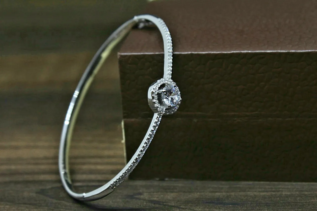 925 Sterling Silver Cz openable  bracelet for women and girls