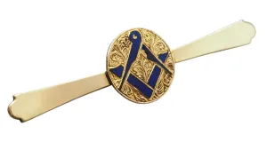 9ct Yellow Gold Enamel Freemasons Masonic Square & Compass Brooch