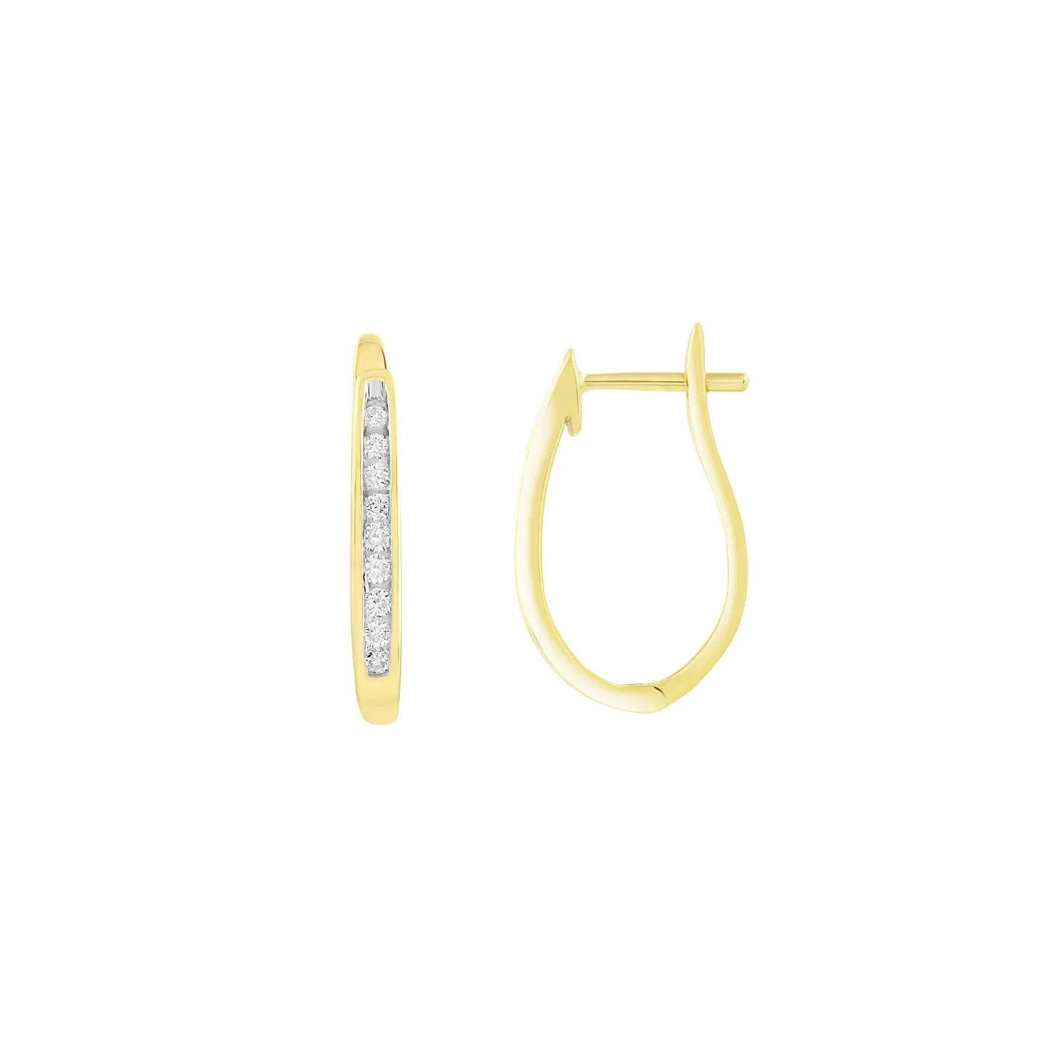 9K Yellow Gold Tdw. 0.17ct Diamond Huggies Earrings - 20717032