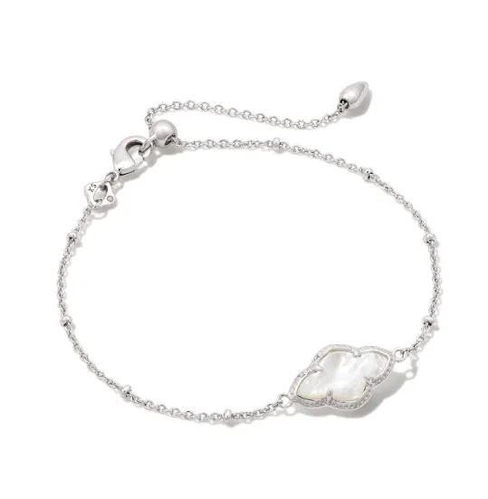 Abbie Satellite Silver Ivory Mother of Pearl Chain Bracelet by Kendra Scott