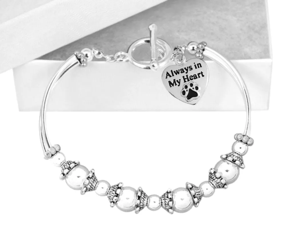 Always in My Heart Paw Print Charm Partial Beaded Bracelets