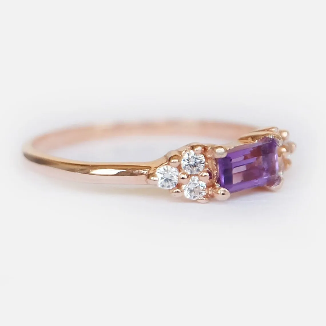 Amethyst Promise Ring - 14k Rose Gold Vermeil Ring
