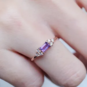 Amethyst Promise Ring - 14k Rose Gold Vermeil Ring