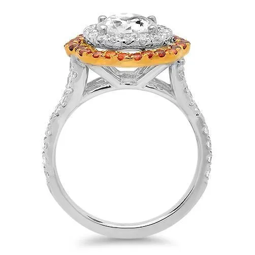 Anniversary 1.5 Ct Two Tone Halo  Cubic Zirconia Cz Ring