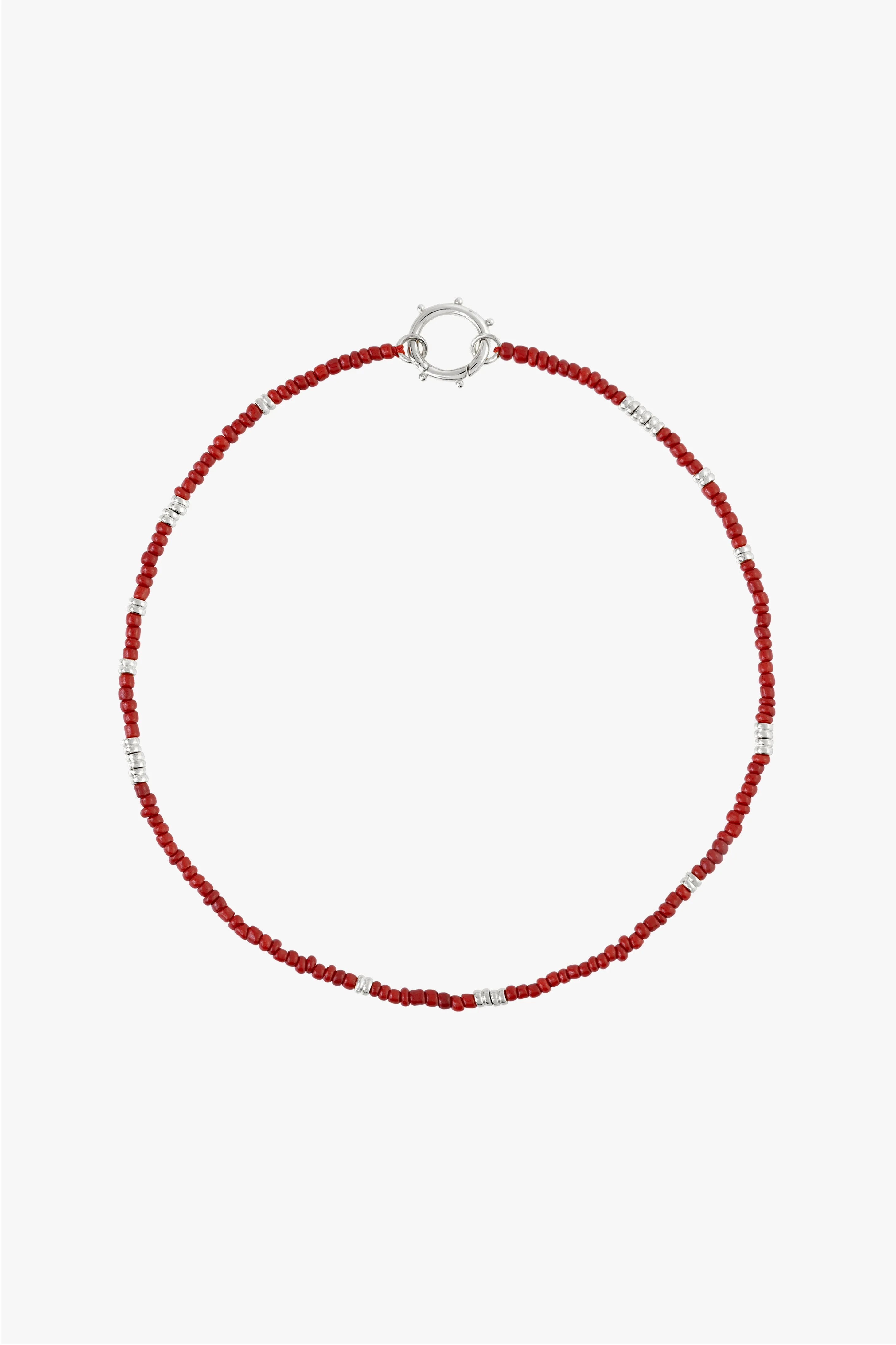 Berry red clasp necklace silver