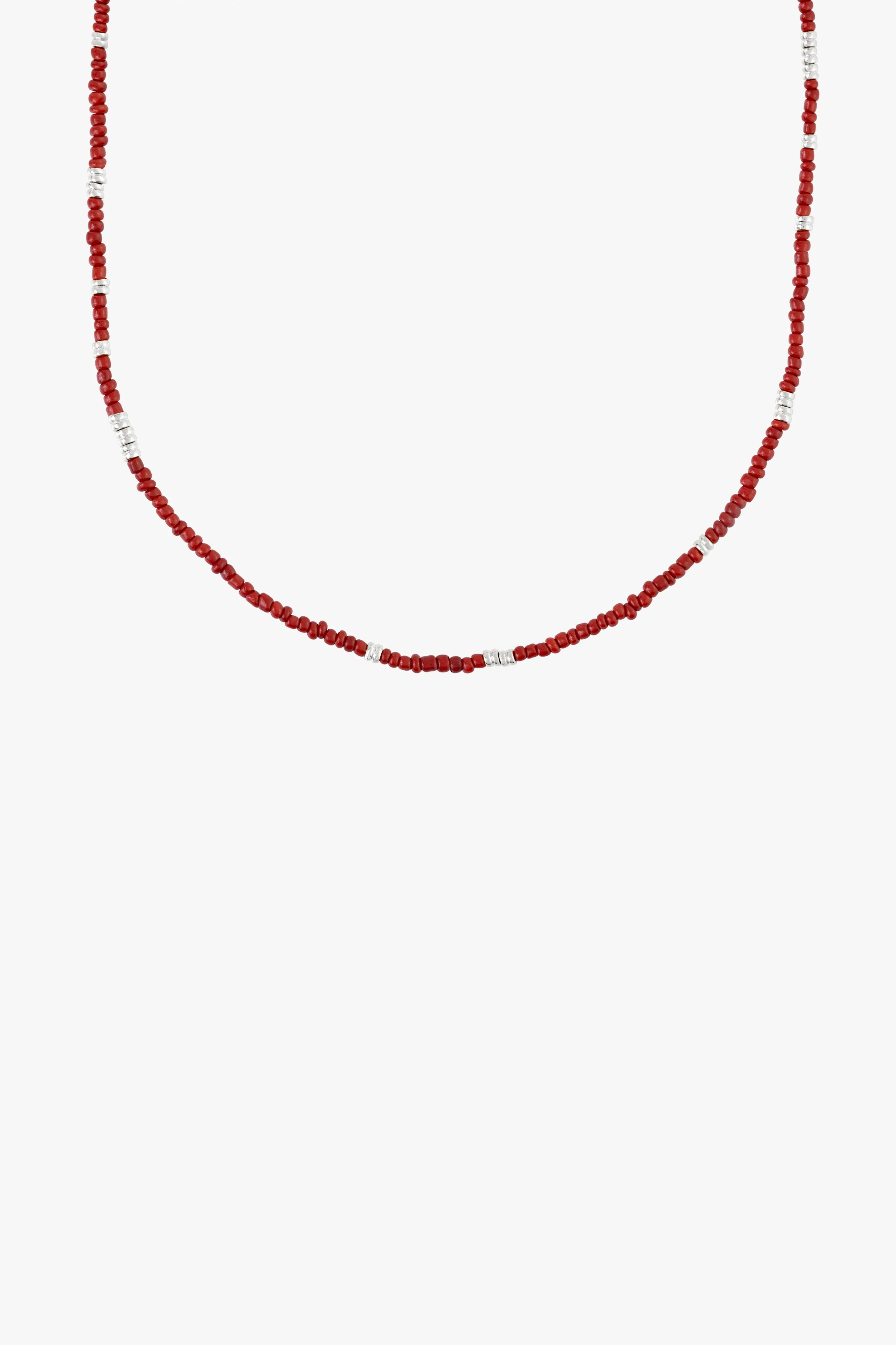 Berry red clasp necklace silver