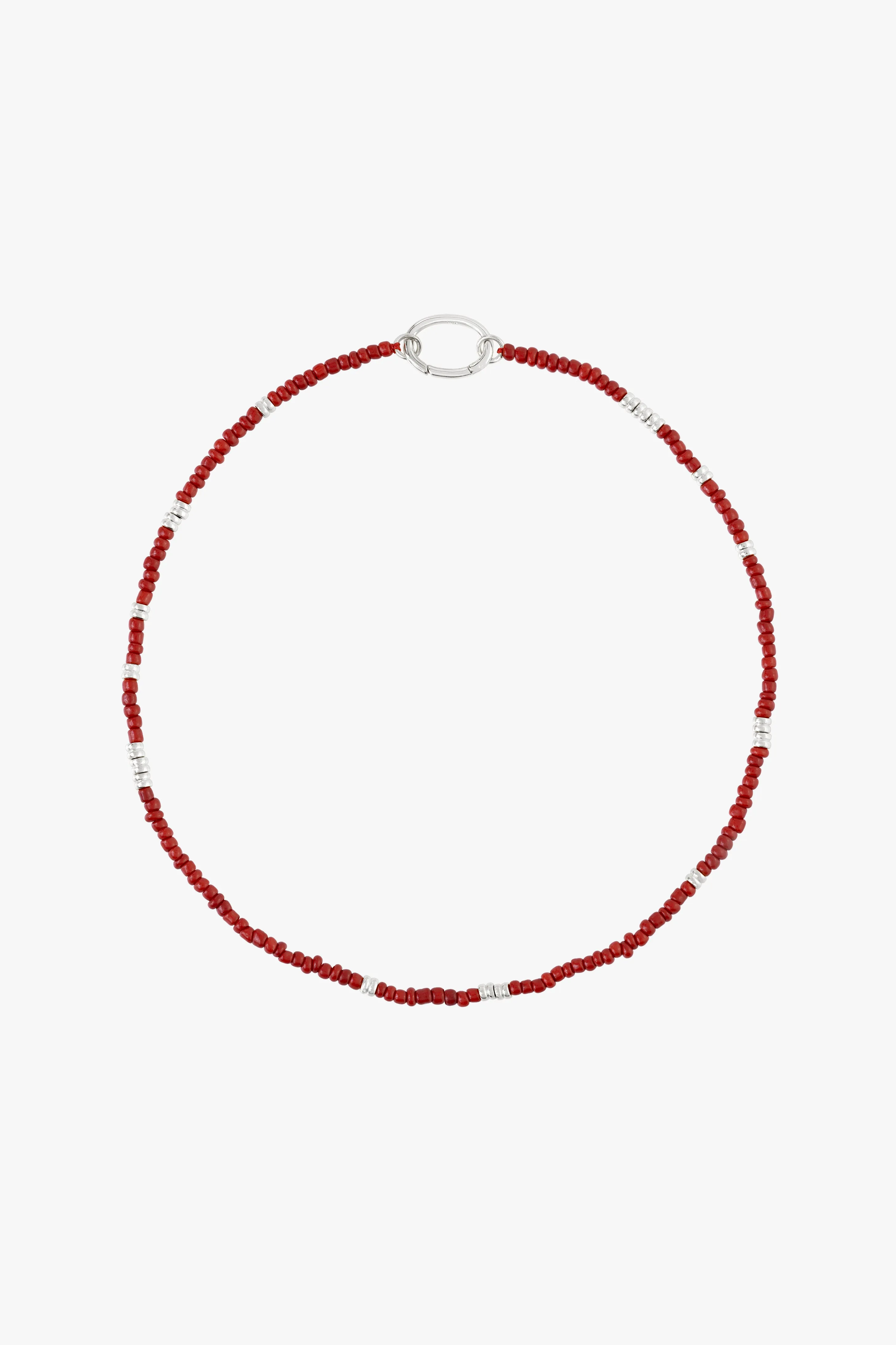 Berry red clasp necklace silver