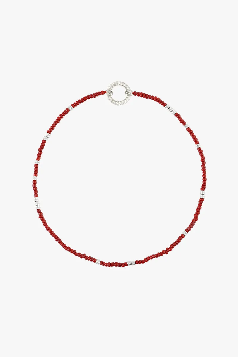 Berry red clasp necklace silver