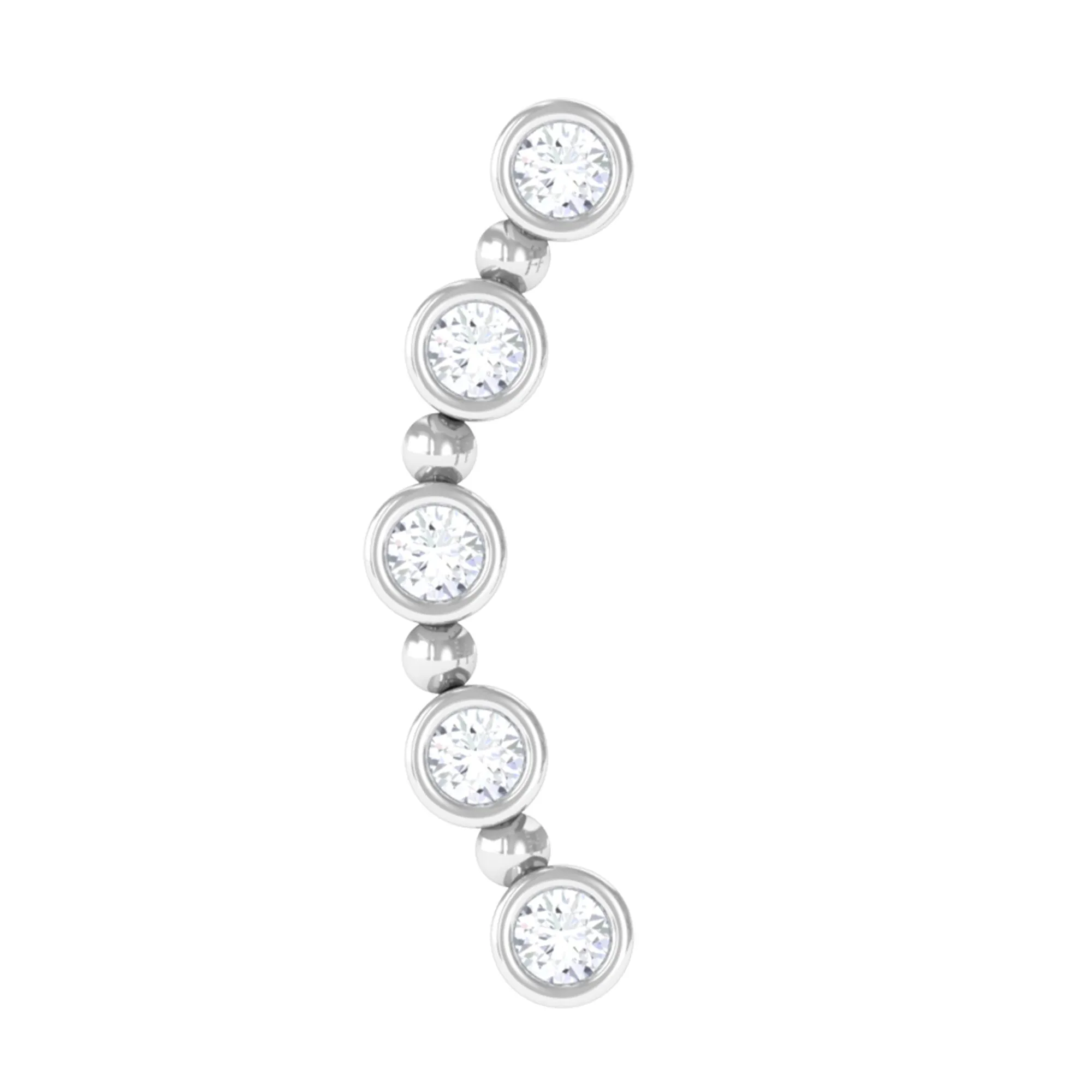 Bezel Set Diamond Crawler Earring for Cartilage Piercing