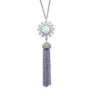 Blue Chalcedony Tassel Necklace