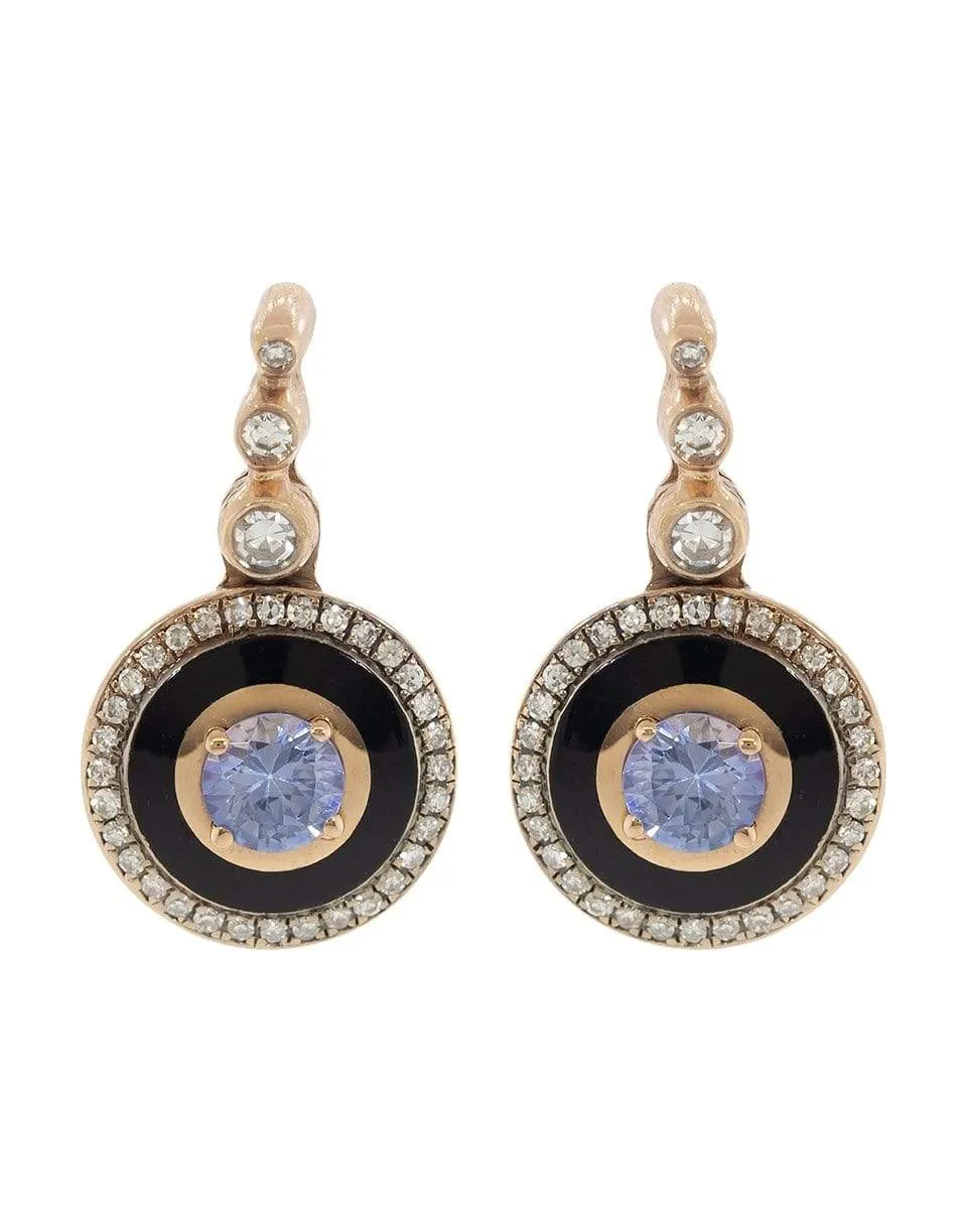 Blue Sapphire and Diamond Earrings