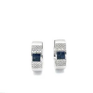 Blue Sapphire and Diamond Huggie Earrings